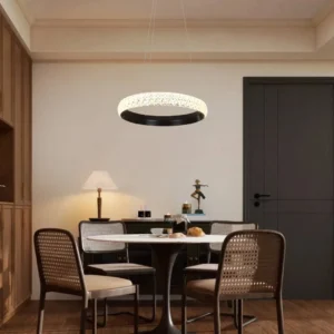 نجف مودرن أسود بإضاءة صفراء 30 واط — قطر 40 سم