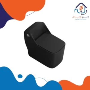 كرسي مرحاض أرضي إفرنجي بنظام الشفط والدفع - ستامينا - أسود مطفي - 30 سم