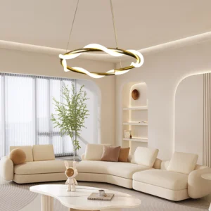 نجف مودرن باللون الزيتوني مع إضاءة صفراء، 30 واط، بقطر 60 سم