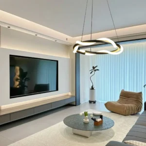 نجف مودرن أسود بإنارة صفراء — 30 واط، قطر 60 سم