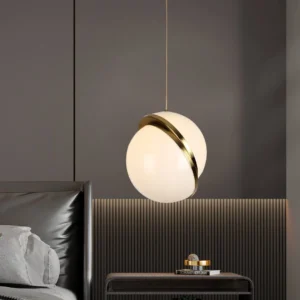 Modern chandelier in olive green, 30 cm diameter, with an E27 socket and one bulb.
