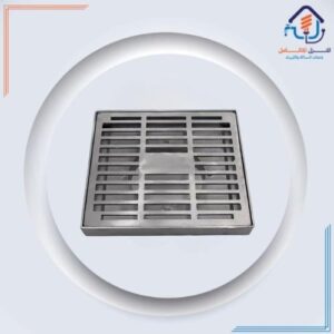 مصفاة أرضية شبكية من فولاذ مقاوم للصدأ 304 وإطار ألمنيوم مع رداد — 15 × 15 سم