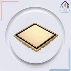 مصفاة أرضية مربعة ستانلس ستيل 304 مع رداد — ذهبي 20×20 سم