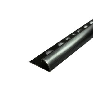 زاوية ستانلس ستيل 304 مبروم بواجهة سيراميك أسود — طول 2.44 م، سماكة 12 مم (SR001-BB-12H) | LANDBUILD