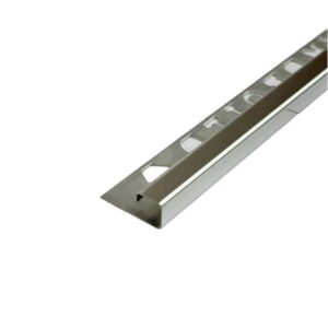 زاوية ستانلس ستيل 304 مربعة بسطح سيراميك فضي لامع — طول 2.50 متر، سماكة 12 مم (SB001‑SH‑12H) من LANDBUILD