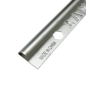 زاوية من الفولاذ المقاوم للصدأ 304 مبروش لسيراميك، سلفر مطفي، 2.50 متر × 12 مم — SR001-SB-12H (LANDBUILD)