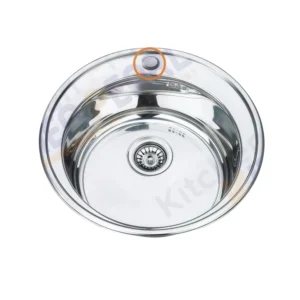 حوض مطبخ غاطس كراون دائري من ستانلس ستيل 304 — مقاس 51×51 سم
