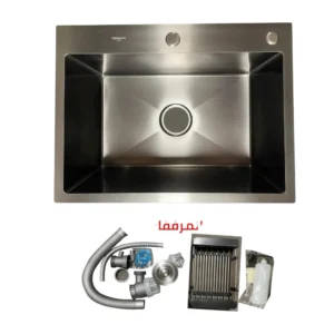حوض مطبخ حفر كانون فرو من ستانلس ستيل 304 بطبقة نانو — 60×45 سم — لون رصاصي
