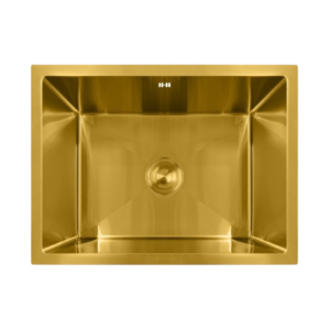 حوض مطبخ ستانلس ستيل 304 قياس 60×45 سم — ذهبي — للتركيب بتسقيط على الرخام