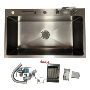 حوض مطبخ ستانلس ستيل 304 (حوض مفرد) مع قاعدة بنقش خلية النحل — 79×48 سم