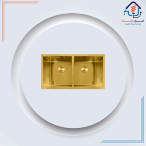 حوض مطبخ مزدوج من ستانلس ستيل 304 بلون ذهبي — تركيب سفلي 87×45 سم