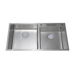 مغسلة مطبخ كوريستو بحوضين - فولاذ مقاوم للصدأ 304 - 94×50×22 سم
