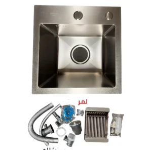 مجلى مطبخ ستانلس ستيل بنانو مودرن — عين واحدة 35×35 سم — تصميم عصري للتركيب في الرخام