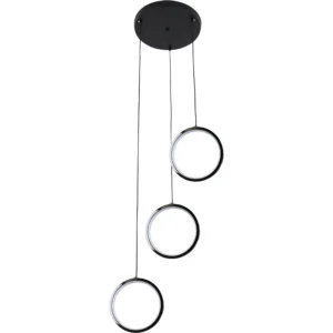 Modern black triple light chandelier — 36 watts