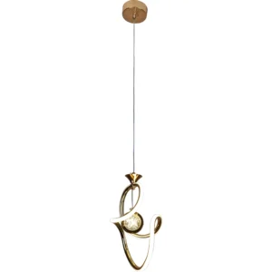 Modern gold hanging chandelier with three 36W bulbs (single)