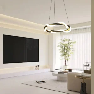 نجف مودرن أسود بإضاءة صفراء 36 واط، قطر 40 سم