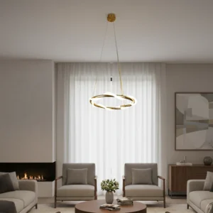 نجف مودرن بلون زيتي مع إضاءة صفراء، 36 واط، قطر 40 سم