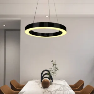إنارة معلقة مودرن بقاعدة واحدة — أسود، ضوء أصفر، 36 واط، قطر 50 سم