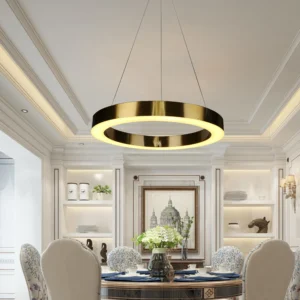 مصباح معلق مودرن بلون زيتوني، قاعدة واحدة، إضاءة صفراء 36 واط، بقطر 50 سم