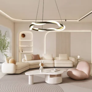 نجف مودرن أسود بإضاءة صفراء 36 واط قطر 80 سم