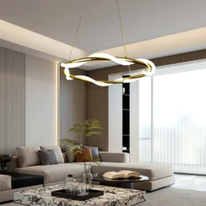 نجف مودرن بلون زيتي مع إضاءة صفراء — 36 واط، قطر 80 سم