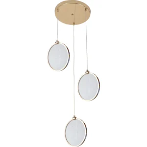 Modern gold chandelier with three lights — 36 watts