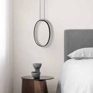 Modern pendant light 380x280 black — 30 watts, three-color lighting