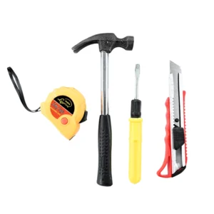 طقم أدوات يدوية 4 قطع من ليانغ جيانغ — مطرقة، مفك، شريط قياس 3م، مشرط