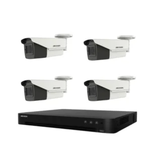 طقم 4 كاميرات مراقبة 4K بعدسات موتورية متحركة 8 ميجا مع جهاز تسجيل وهارد ديسك