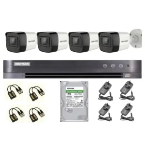 طقم 4 كاميرات مراقبة بدقة 6 ميجابكسل — داخلية/خارجية مع تسجيل موثوق | Hikvision