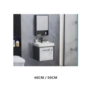 وحدة مغسلة حمام ألومنيوم بحوض سيراميك — أبيض ورمادي، 40–100 سم