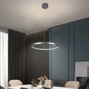 نجف مودرن فضي بإضاءة صفراء، قطر 40 سم، 18 واط