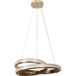 ثريا معلّقة مودرن دائرية حلزونية ذهبية — 40 سم، 48 واط، 3 ألوان إضاءة