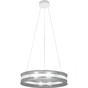 ثريا معلقة مودرن بحلقة عريضة أبيض، 40 سم، 55 واط، 3 ألوان إضاءة