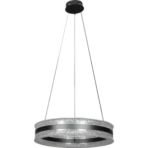 مصباح معلق مودرن بحلقة عريضة — أسود، 40 سم، 55 واط، 3 أوضاع إضاءة