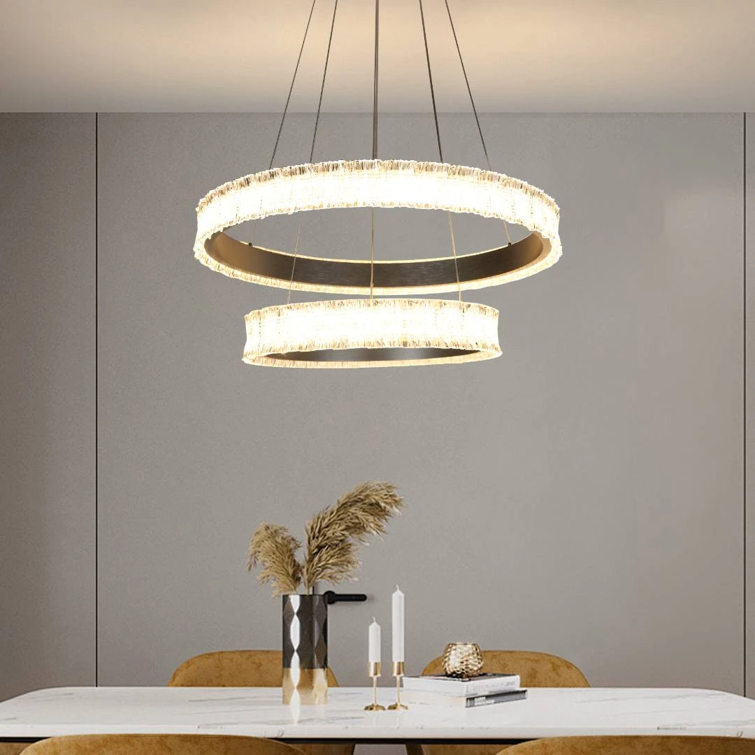 نجف مودرن فضي بثلاثة أضواء — مقاسات 40 و60 سم، 125 واط