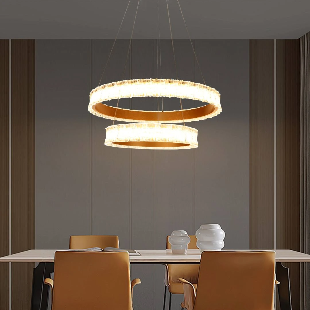 نجف مودرن ذهبي ثلاثي الإضاءات — مقاس 40 و60 سم، 125 واط