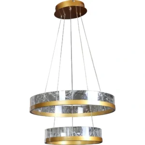 نجفة معلقة مودرن ذهبية بثلاثة مصابيح — مقاس 40 + 60 سم، 135 واط