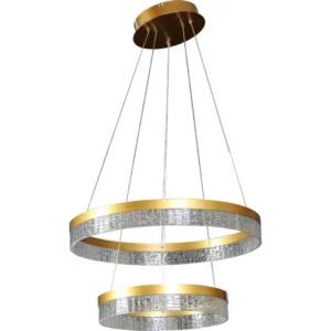 ثريا معلّقة مودرن ذهبية بثلاث إضاءات 40 و60 سم، 135 واط