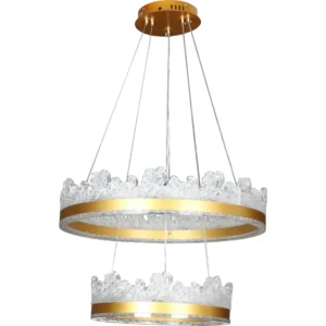 ثريا معلقة مودرن بمقاسين 40 و60 سم — ذهبي — 3 أوضاع إضاءة بقدرة 135 واط