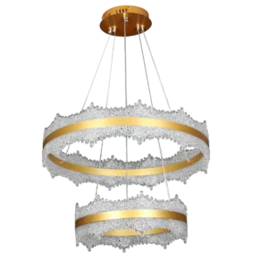 ثريا معلقة مودرن ذهبية بمقاسين 40 و60 سم مع 3 إضاءات بقوة 135 واط