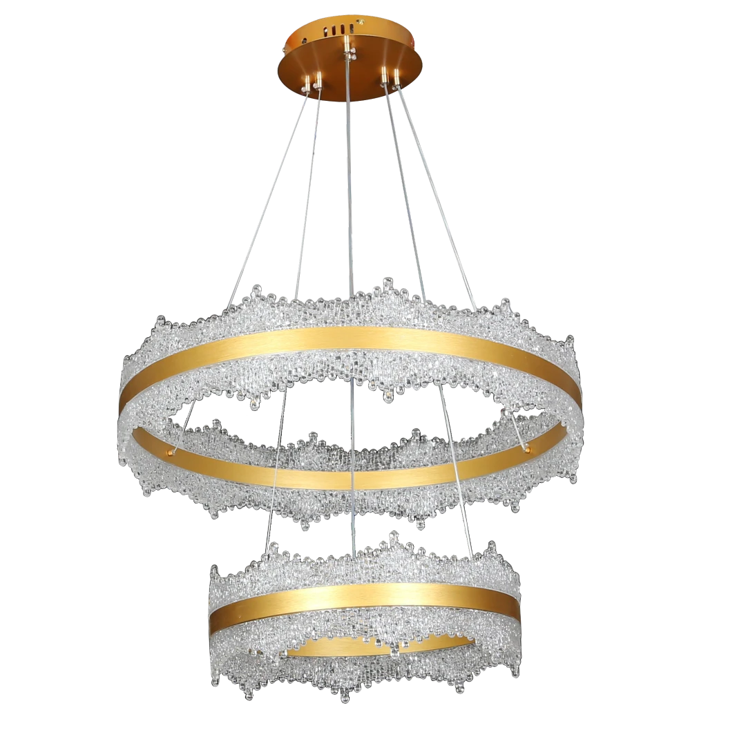 ثريا معلقة مودرن ذهبية بمقاسين 40 و60 سم مع 3 إضاءات بقوة 135 واط