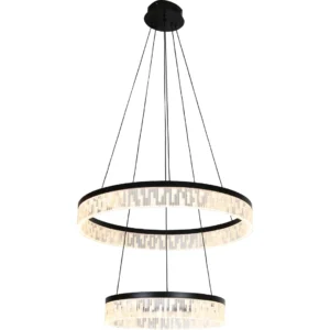 نجفة معلقة مودرن مقاس 40+60 سم - أسود - 3 إضاءات - 36 واط