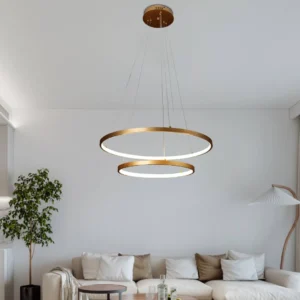 نجف مودرن ذهبي بإضاءة صفراء — مقاس 40+60 سم، 42 واط