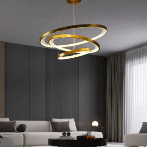 نجف مودرن بلون زيتي بثلاث إضاءات، مقاسات 40، 60، 80 سم، 125 واط