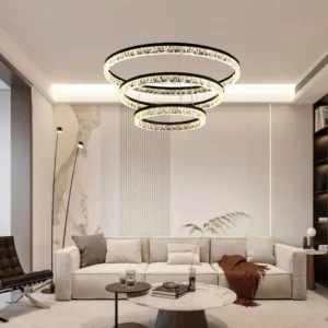 نجف مودرن أسود (أقطار 40/60/80 سم) — ثلاثي الإضاءة 125 واط