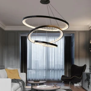 نجفة مودرن سوداء بثلاث إضاءات — مقاسات 40، 60، 80 سم — 125 واط