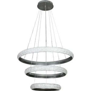 نجفة معلقة مودرن فضية بثلاثة أضواء — مقاسات 40 / 60 / 80 سم — 200 واط