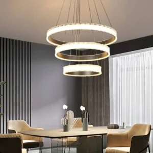 نجف مودرن فضي ثلاثي الإضاءة — مقاسات 40/60/80 سم — إجمالي 225 واط