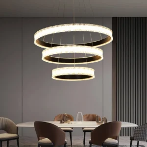 نجف مودرن أسود بثلاث إضاءات — مقاسات 40 + 60 + 80 سم، 225 واط